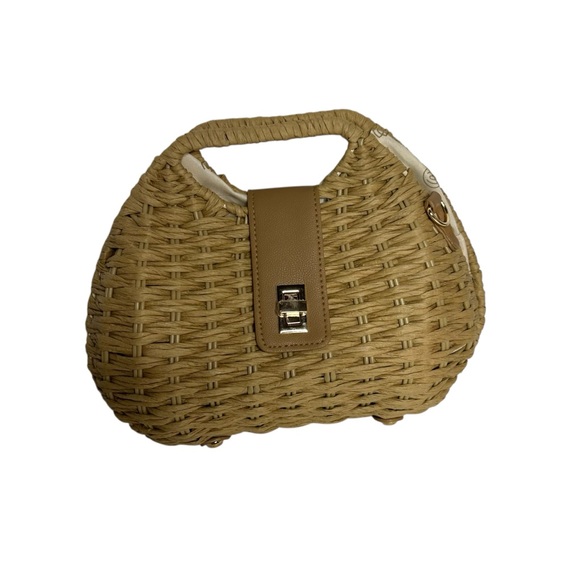 NEW Woven Wicker Frame Seashell Handbag - Picture 10 of 11